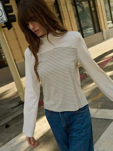 Nation Tamara Turtleneck in Espresso Pinstripe