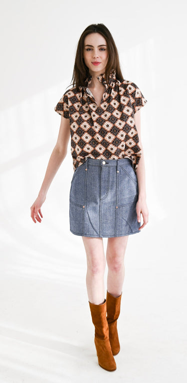 Never A Wallflower Vicki Short Sleeve Top Nouveau Squares