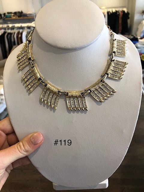 Nicole Romano Crystal Pave Pike Necklace (Gold) - Estilo Boutique