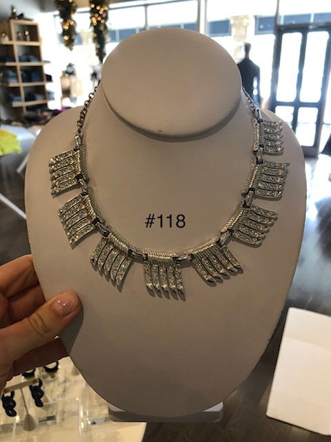 Nicole Romano Crystal Pave Pike Necklace (Silver) - Estilo Boutique
