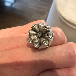 Nicole Romano CZ Sunburst Ring in Silver - Estilo Boutique