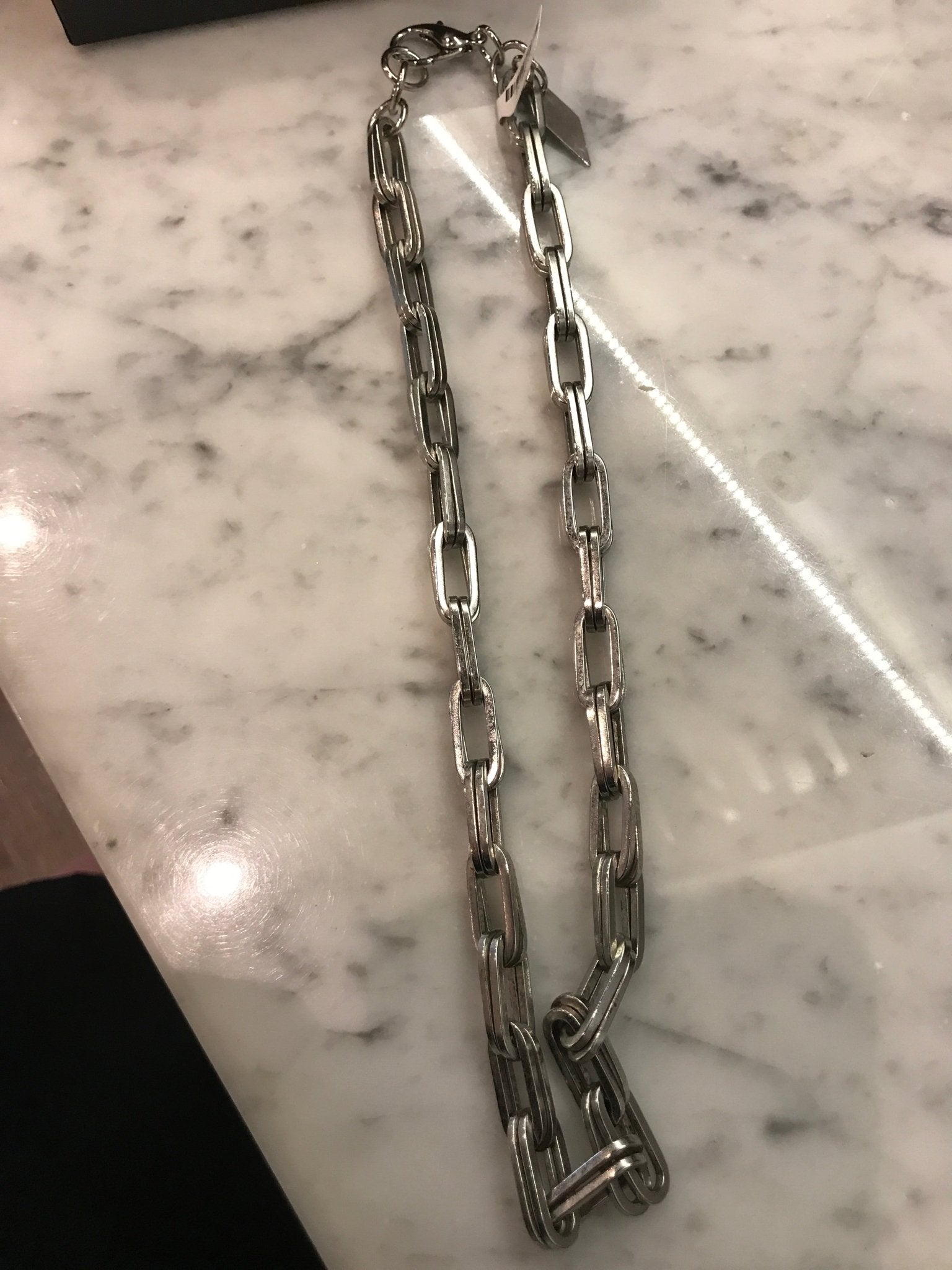 Nicole Romano Double Linked Bar Chain Necklace in Silver - Estilo Boutique