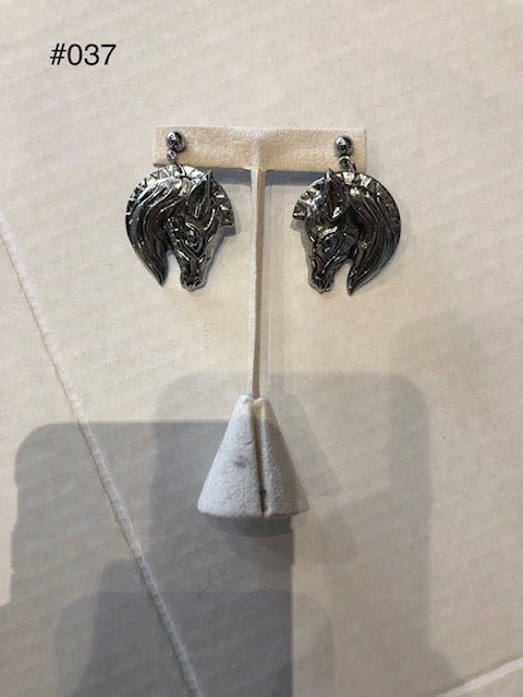 Nicole Romano Silver Horse Head Earrings - Estilo Boutique