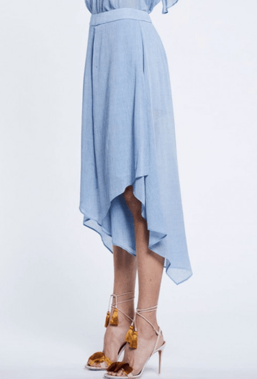 Once Was Clifton Wrap Front Cullotte in Chambray - Estilo Boutique