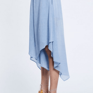 Once Was Clifton Wrap Front Cullotte in Chambray - Estilo Boutique