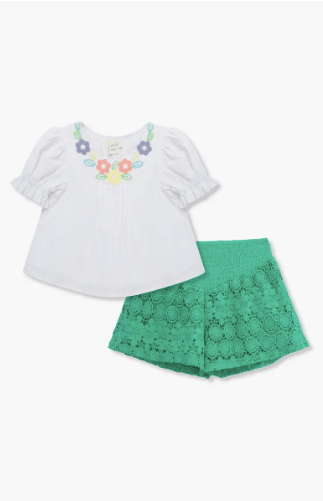 Peek Kids Crochet Flowers Short Set - Estilo Boutique