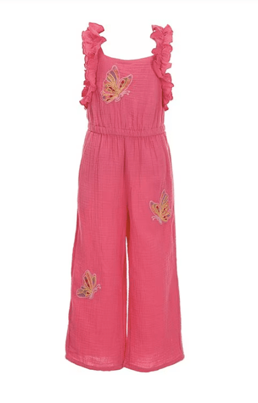 Peek Kids Garden Butterflies Jumpsuit in Dark Pink - Estilo Boutique