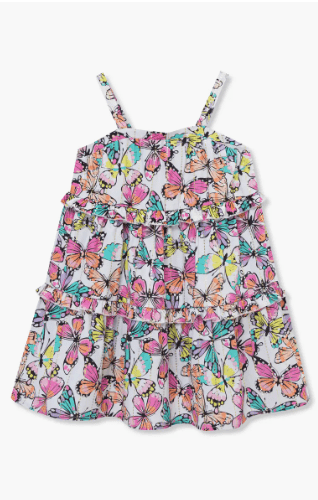 Peek Kids Garden Butterfly Tiered Dress in Pink - Estilo Boutique