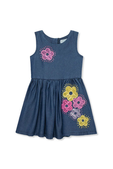 Peek Kids Groovy Flowers Dress in Med Stone - Estilo Boutique