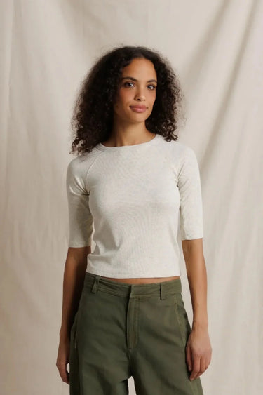 Perfect White Tee Amelia Top in Oatmeal Ash