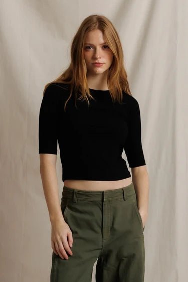 Perfect White Tee Amelia Top in True Black