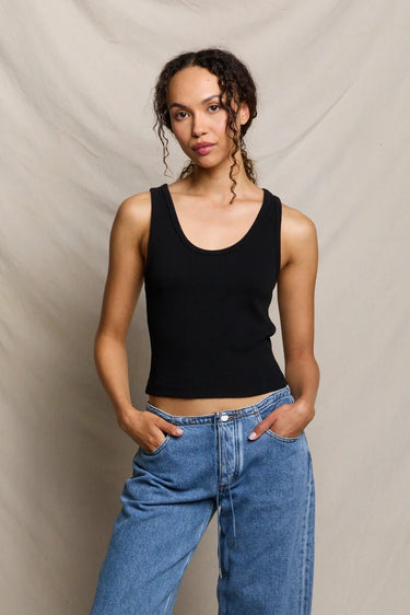 Perfect White Tee Blondie Rib Tank in True Black
