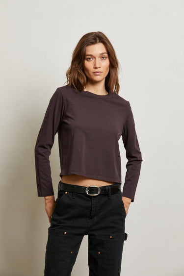 Perfect White Tee Bruce Long Sleeve Tee in Cocoa Powder