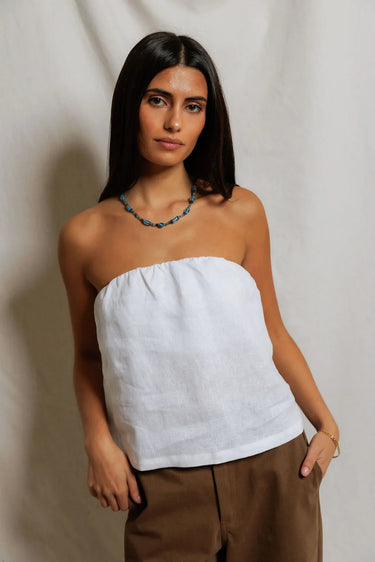 Perfect White Tee Gianna Linen Tube Top in White