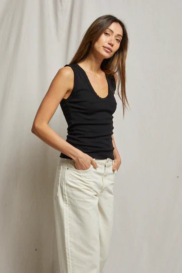 Perfect White Tee Jordan U Neck Rib Tank in True Black