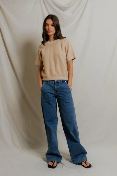 Perfect White Tee Kennedy Short Sleeve Sweatshirt in Driftwood