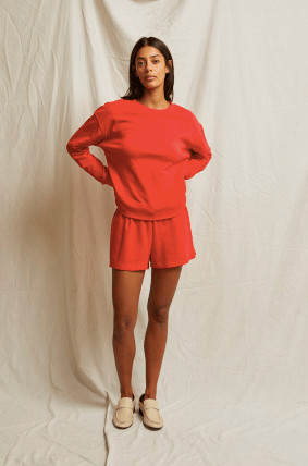 Perfect White Tee Layla Terry Short in Poppy Red