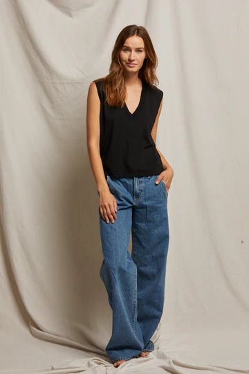 Perfect White Tee Margot Sleeveless Tee in True Black