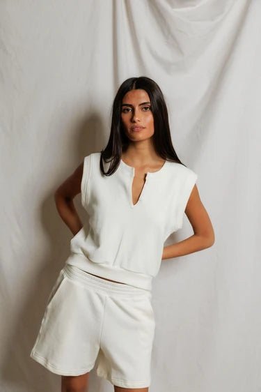 Perfect White Tee Sloane French Terry Sweatshirt in Bright Ivory