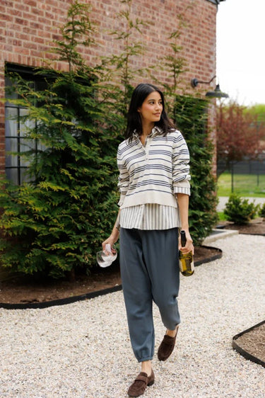 Perfect White Tee Ximena Sweater in Oatmeal Turbulence Stripe