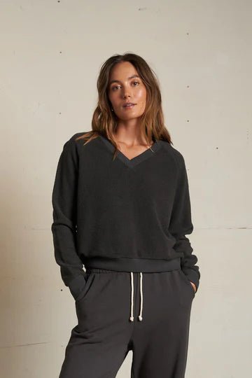 Perfect White Tee Zuri Reverse Sweatshirt in Vintage Black