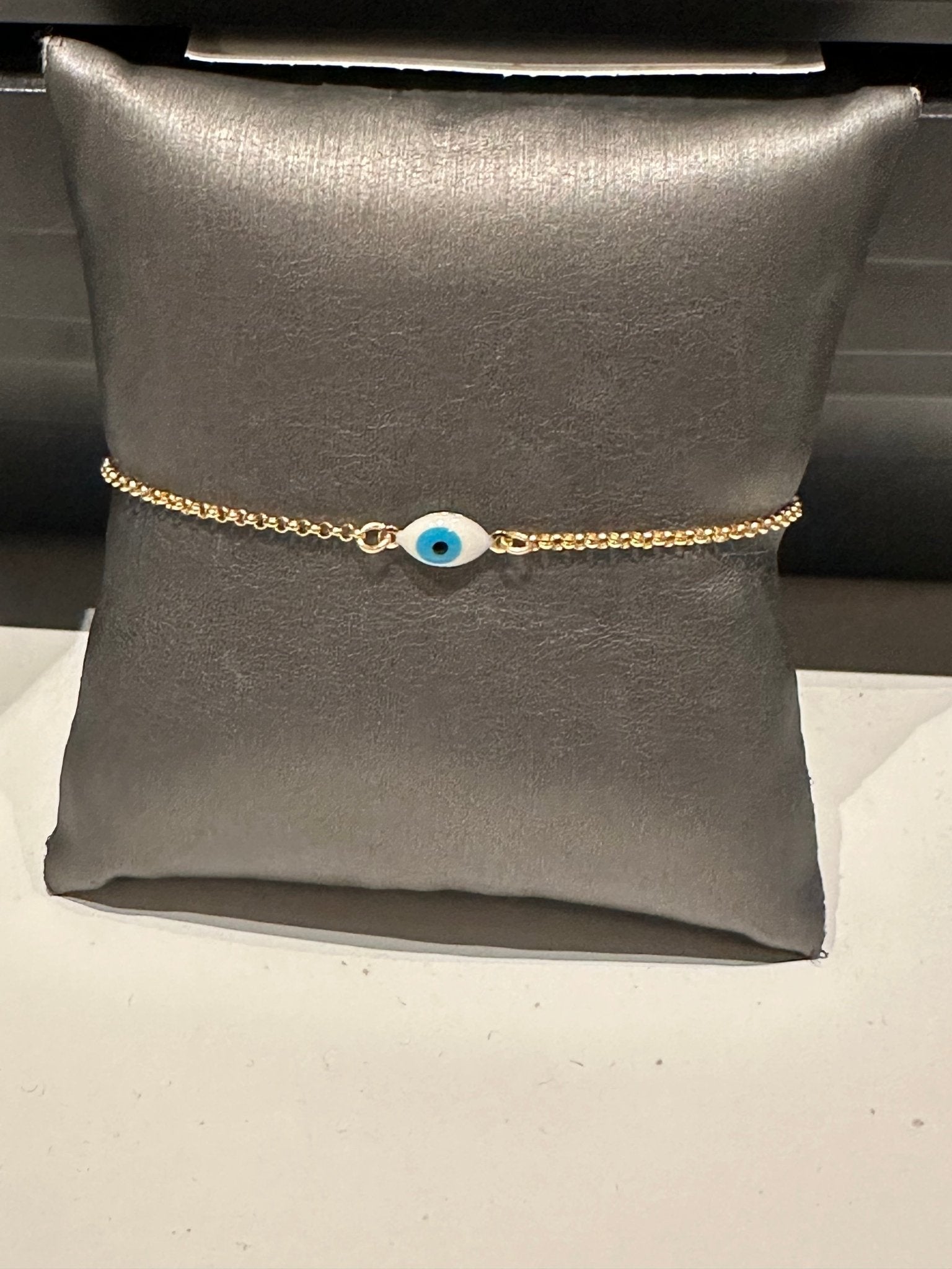 Pharao Evil Eye Enamel Bracelet on Rolo Chain Bracelet - Estilo Boutique