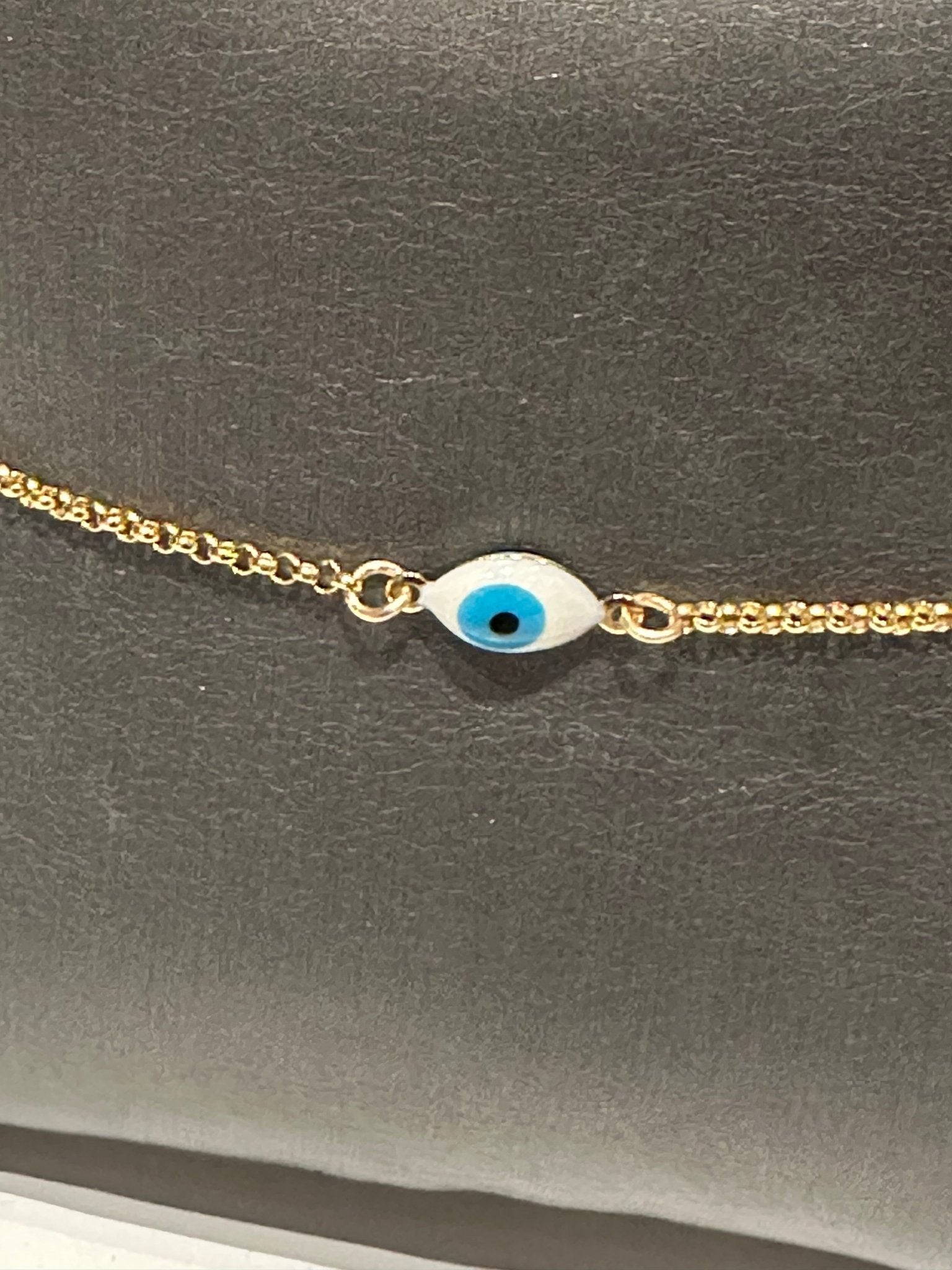 Pharao Evil Eye Enamel Bracelet on Rolo Chain Bracelet - Estilo Boutique