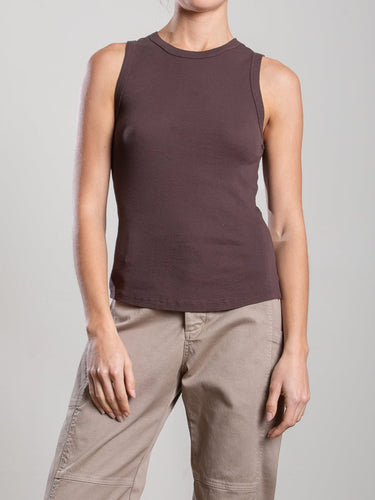 Pharaoh Athena Hi - Neck Tank in Lightweight Rib in Bittersweet