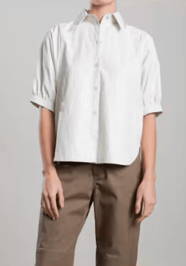 Pharaoh Claude Shirt in Faux Leather in Ivory