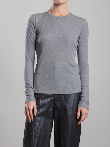 Pharaoh Jimmy Long - Sleeve Tee in Cashmere Rib in Heather Grey