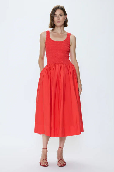 Pistola Alessia Smocked Drop Waist Dress in Maraschino