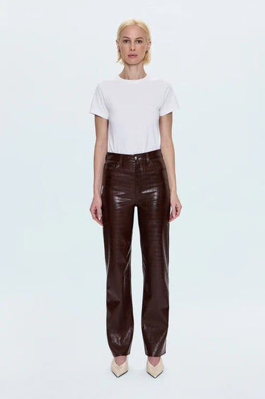 Pistola Cassie Super High Rise Straight in Tobacco Croc