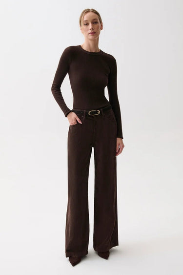 Pistola Jadyn Corduroy Mid Rise Palazzo Jean in Mocha