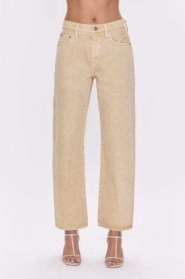 Pistola Lexi Mid Rise Bowed Straight Jeans in Sand Dollar