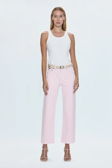 Pistola Lexi Mid Rise Bowed Straight Leg Jean in Blush