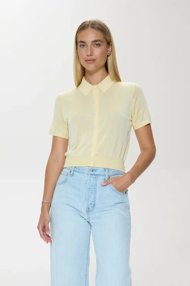 Pistola Lucca Short Sleeve Polo Sweater in Pale Yellow