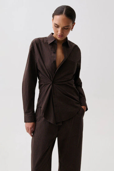 Pistola Mila Button Down Wrap Top in Hot Toddy