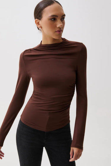 Pistola Nathalia Draped Mock Neck in Woodland