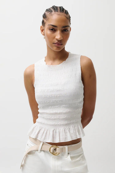 Pistola Phoebe Smocked Tank in Le Blanc