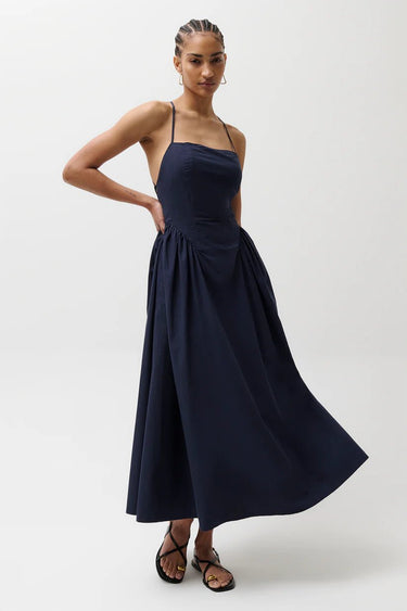Pistola Sadee Open Back Dress in Navy Ship