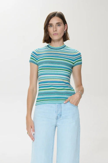 Pistola Selene Short Sleeve Sweater Tee in Blue Green