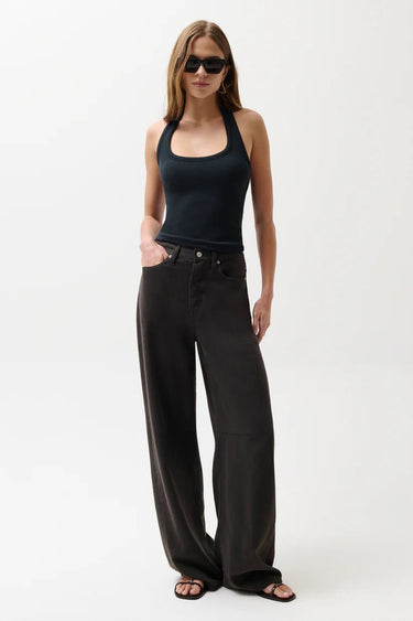 Pistola Sydney High Rise Linen Bowed Wide in Bristol Black