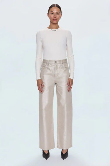 Pistola Tate Bowed Wide Leg Jean in Champagnee Luster