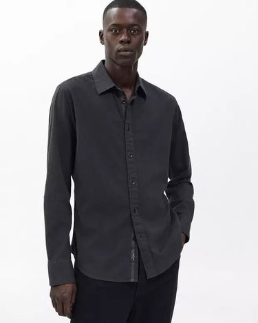 Rag & Bone Tomlin Stretch Dobby Shirt in Charcoal Grey