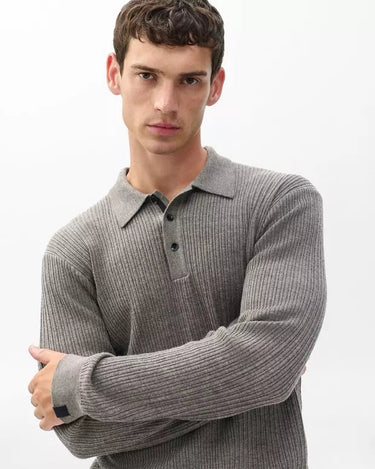Ragg & Bone Crawford Wool - Cashmere Polo Sweater in Brown