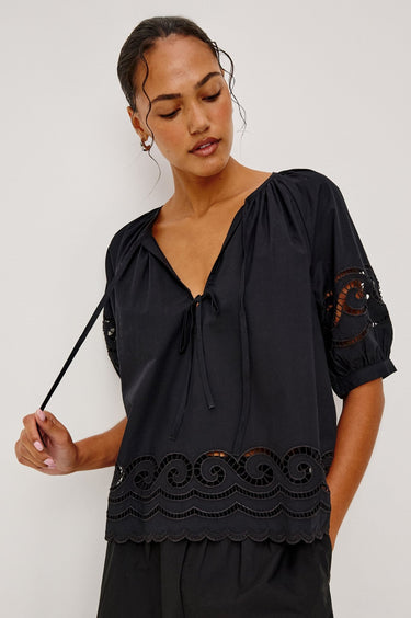 Rails Catalene Embroidery Top in Black
