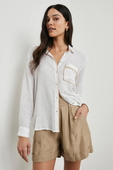 Rails Charli Shirt in White Blanket Stitch - Estilo Boutique