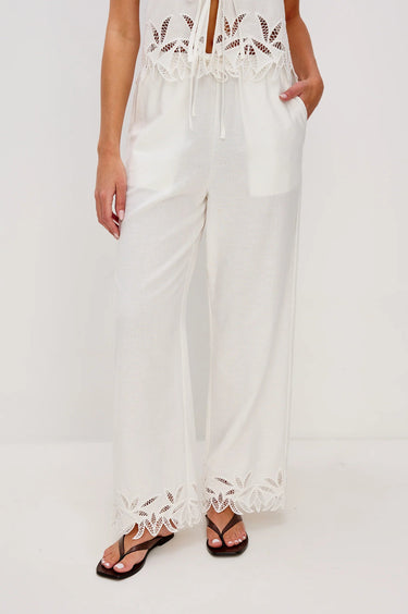 Rails Emmie Embroidery Pant in White Palm