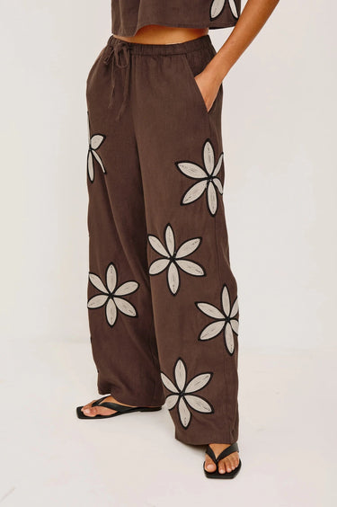 Rails Emmie Pant in Cocoa Floral Embroidery