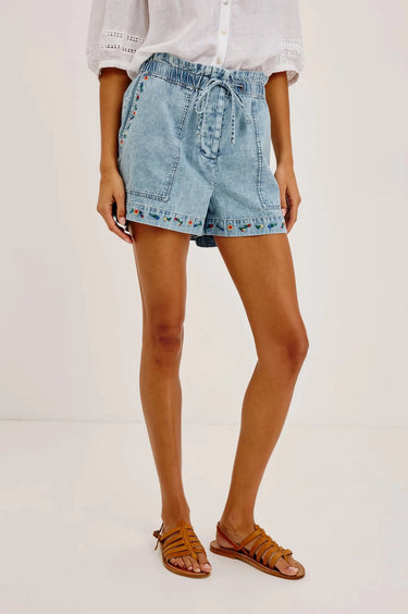 Rails Foster Shorts in Faded Indigo Floral Embroidery